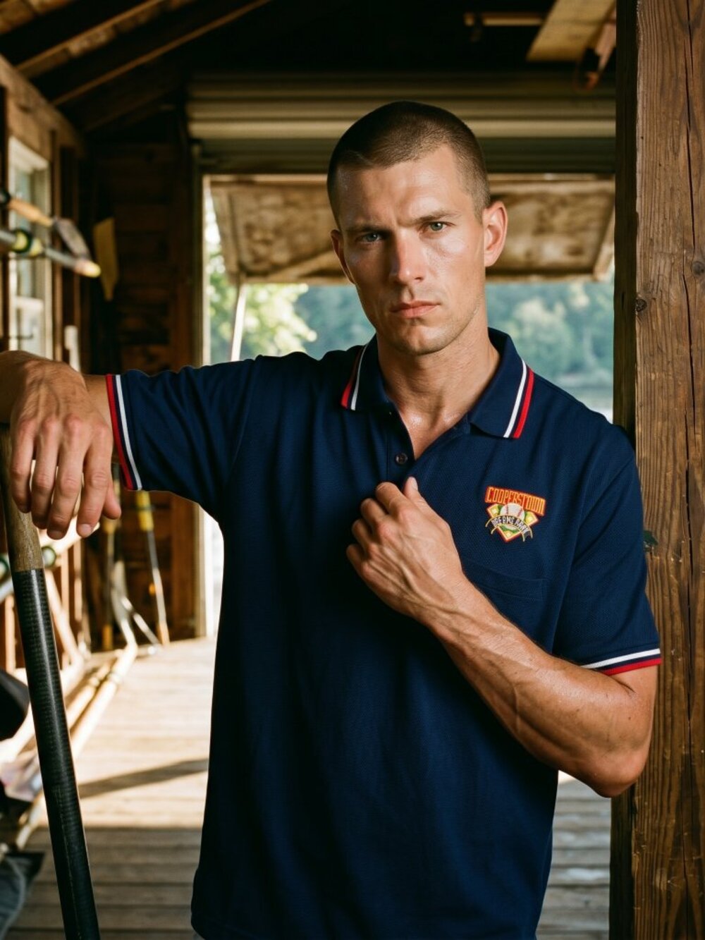 Cooperstown Dreams Park Men Large Polo Navy Polyester Baseball Dadcore Statement